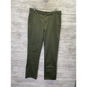 Goodthreads Pants Mens 34x32 Green Chino Flat Front Slim Stretch Canvas